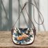 Beautiful butterfly surrounded by flowers saddle bag