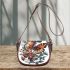 Beautiful butterfly surrounded by flowers saddle bag