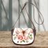 Beautiful butterfly with pink roses saddle bag