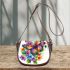 Beautiful colorful butterfly among flowers saddle bag