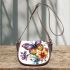 Beautiful colorful butterfly with flowers saddle bag