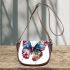 Beautiful colorful butterfly with flowers saddle bag