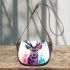 Beautiful deer portrait watercolor splatter saddle bag