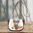 Beautiful deer watercolor splashes saddle bag