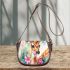 Beautiful deer with colorful flowers and leaves saddle bag