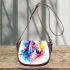 Beautiful watercolor colorful horse saddle bag
