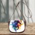 Beautiful watercolor colorful horse saddle bag