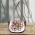 Bee on honeycomb with flowers around 3d saddle bag