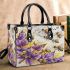 bees flying to musical notes and purple leafs in the summer Small Handbag