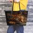 Bengal Cat as a Mythological Creature 3 Leather Tote Bag