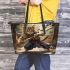 Bengal Cat as a Samurai or Ninja Leather Tote Bag