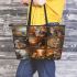 Bengal Cat in Different Seasons Leather Tote Bag