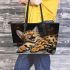 Bengal Cat in Humorous Situations 1 Leather Tote Bag