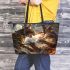 Bengal Cat in Mythical Beast Battles 3 Leather Tote Bag