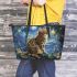 Bengal Cat in Mythical Realms 1 Leather Tote Bag