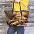 Bengal Cat in Relaxing Moments 2 Leather Tote Bag