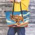 Bengal Cat in Sports Competitions 1 Leather Tote Bag