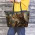 Bengal Cat in Steampunk Settings 1 Leather Tote Bag