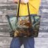 Bengal Cat in Steampunk Settings 2 Leather Tote Bag