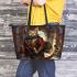 Bengal Cat in Time Traveling Escapades 1 Leather Tote Bag