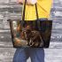 Bengal Cat in Urban Settings 2 Leather Tote Bag