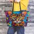 Bengal Cat Portraits with a Twist 2 Leather Tote Bag