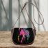 Black background with a colorful horse saddle bag