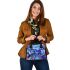 Blue frog with rainbow stripes shoulder handbag