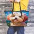 Bubbly bichon bliss leather tote bag