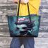 Bubbly mermaid charm leather tote bag