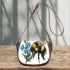 Bumblebee holding a blue forgetmenot flower 3d saddle bag