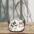 Butterflies pattern pastel pink blush beige grey charcoal saddle bag