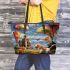 Canine sky adventure leather tote bag