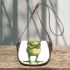 Cartoon drawing of an angry frog standing on its hind legs saddle bag