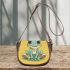 Cartoon frog character wearing sneakers saddle bag