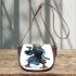 Cartoon frog samurai dressed in traditional saddle bag