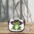 Cartoon frog wearing witch hat saddle bag