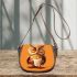 Cartoon owl holding an empty coffee cup saddle bag