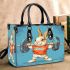 Cartoon style cute rabbit lifting barbells small handbag