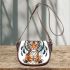 cartoon tiger and dream catcher Saddle Bag