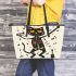 cat dances with the skeleton king with guitar trumpet Leather Tote Bag