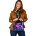 Colorful butterfly and flowers shoulder handbag