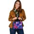 Colorful butterfly and flowers shoulder handbag