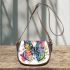 Colorful butterfly with floral elements saddle bag