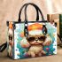 Colorful canine style dog in hat and sunglasses small handbag