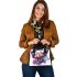 Colorful cute french bulldog with headphones shoulder handbag