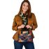 Colorful frog with an eye on its back shoulder handbag