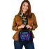 Colorful owl with big eyes shoulder handbag