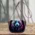 Colorful panda splatter painting with bright saddle bag