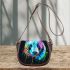 Colorful panda splatter painting with bright saddle bag